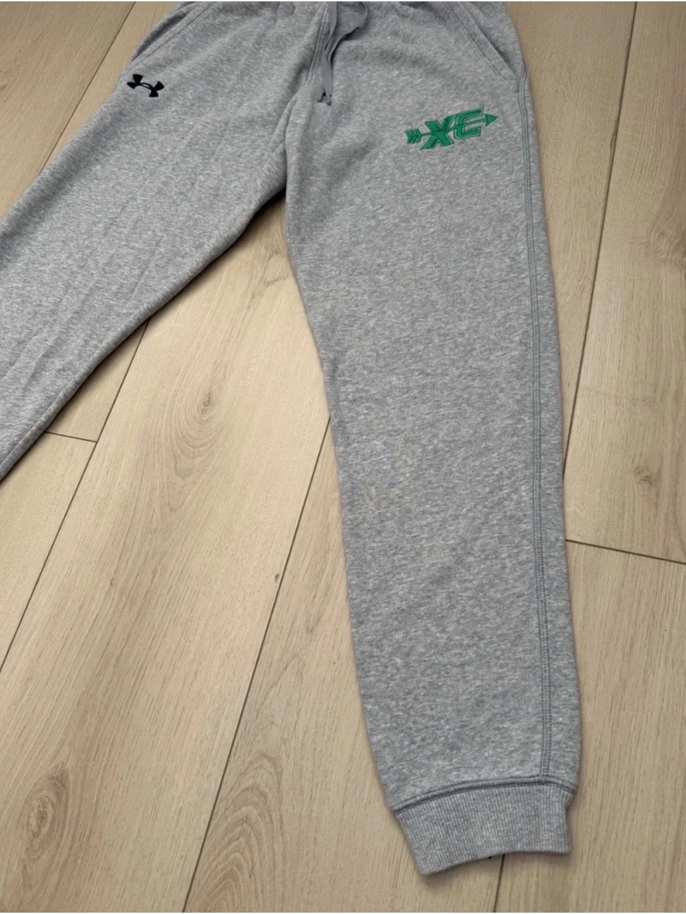 Under Armour Gray Men's Sweatpants with Green Logo